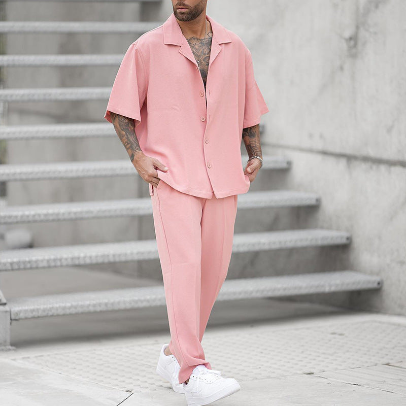 Men's Loose Shirt Casual Pants Two-piece Co-ord