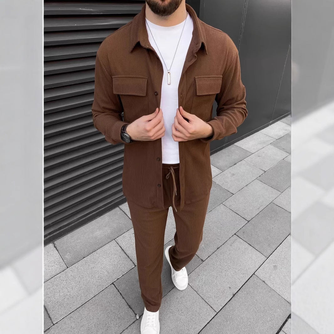 Men's Corduroy Long Sleeve Overshirt and Trousers Co-ord