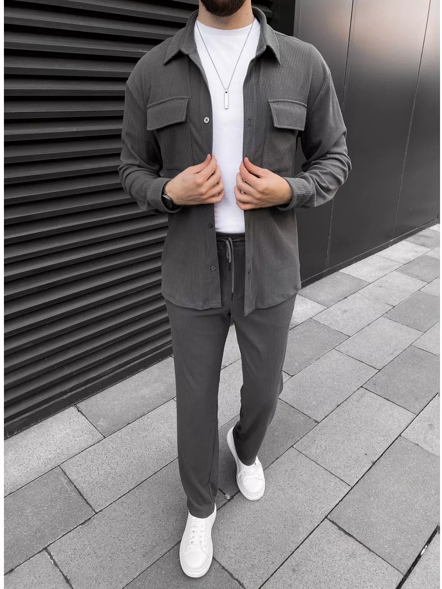 Men's Corduroy Long Sleeve Overshirt and Trousers Co-ord