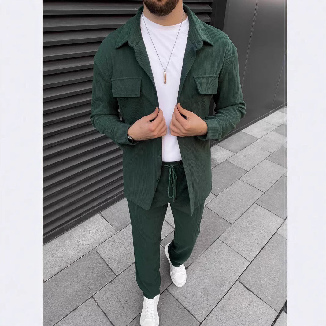 Men's Corduroy Long Sleeve Overshirt and Trousers Co-ord