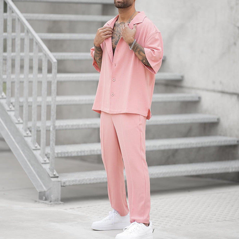 Men's Loose Shirt Casual Pants Two-piece Co-ord