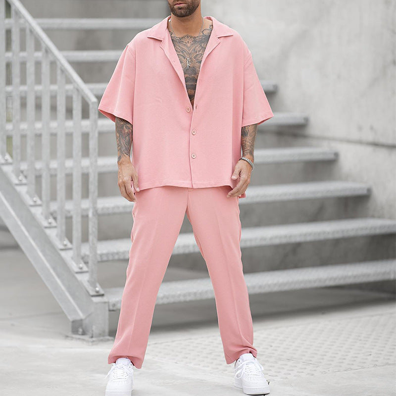 Men's Loose Shirt Casual Pants Two-piece Co-ord