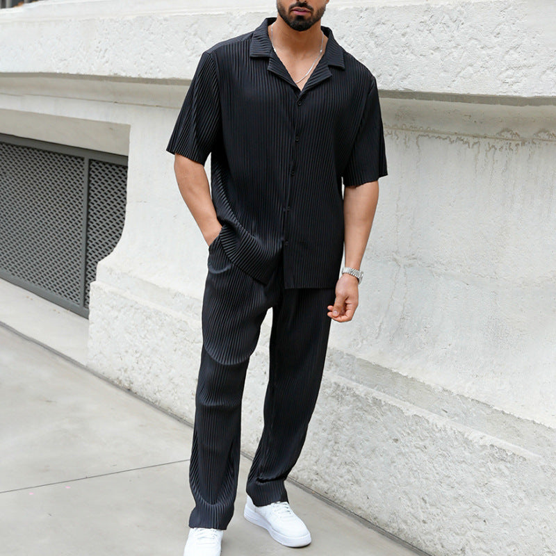 Men's Breathable Short Sleeve Button Down Shirt and Trouser Lined Co-ord