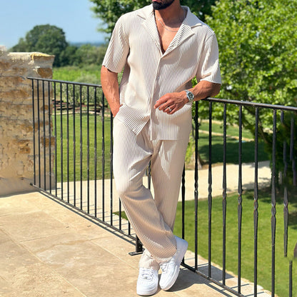Men's Breathable Short Sleeve Button Down Shirt and Trouser Lined Co-ord