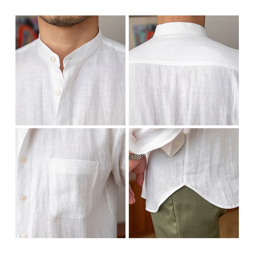 Pure Linen Light Cooked Breathable Staple Long Sleeve Shirt