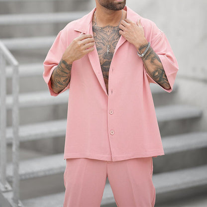 Men's Loose Shirt Casual Pants Two-piece Co-ord