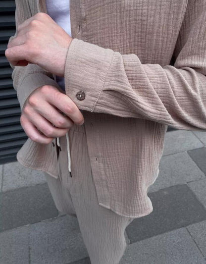 Men's Cotton Button Down Shirt and Trouser Co-ord