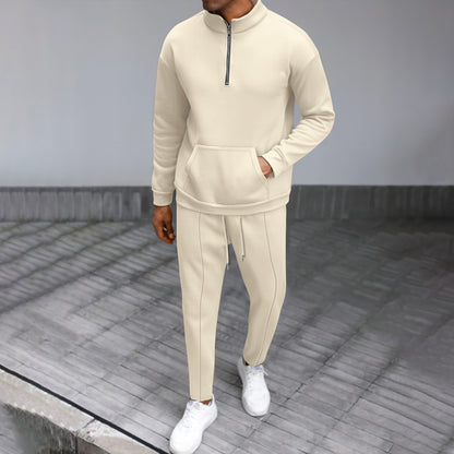 Men's Turtleneck Half Zip Pocket Long Sleeve Sweatshirt and Trouser Co-ord