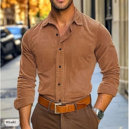 Corduroy Long Sleeve Button Staple Shirt