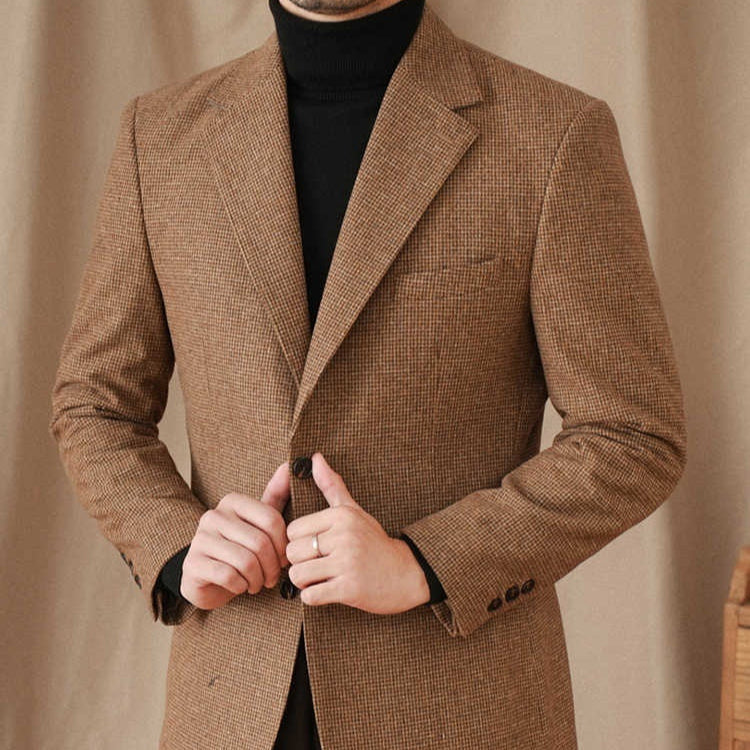 Brown Vintage Wool Slim Fit Staple Blazer