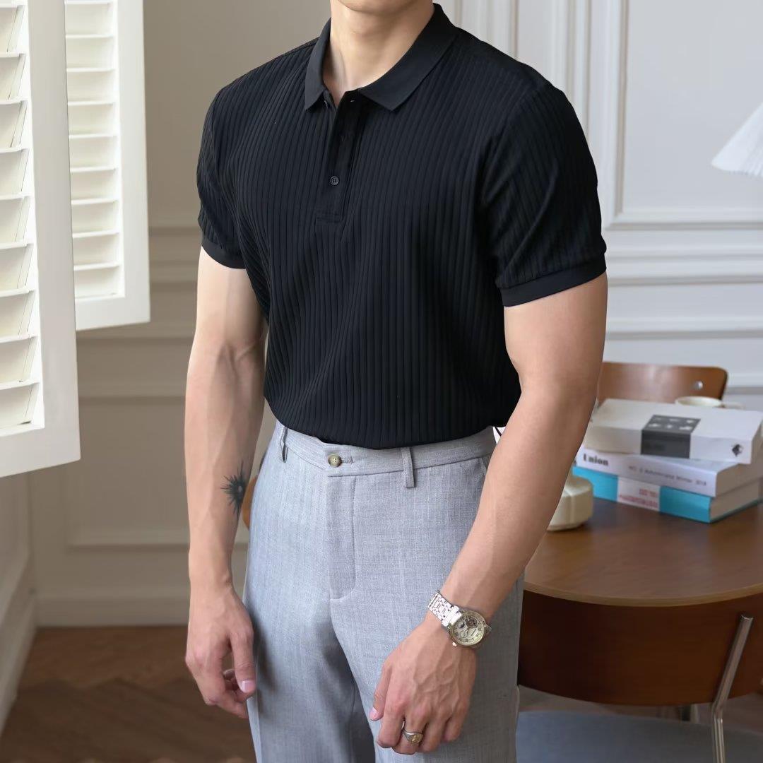 Thin Pinstripe Pleats Staple Polo