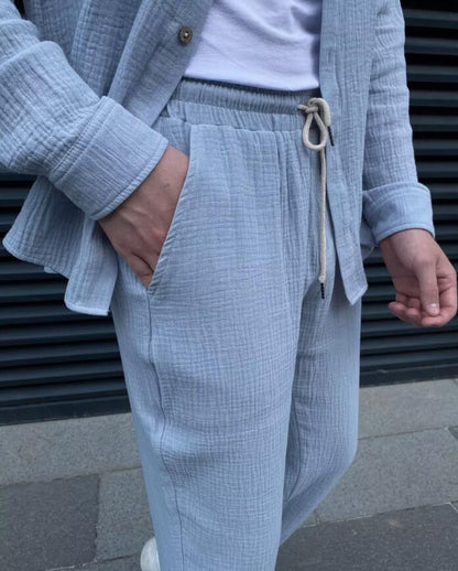 Men's Cotton Button Down Shirt and Trouser Co-ord