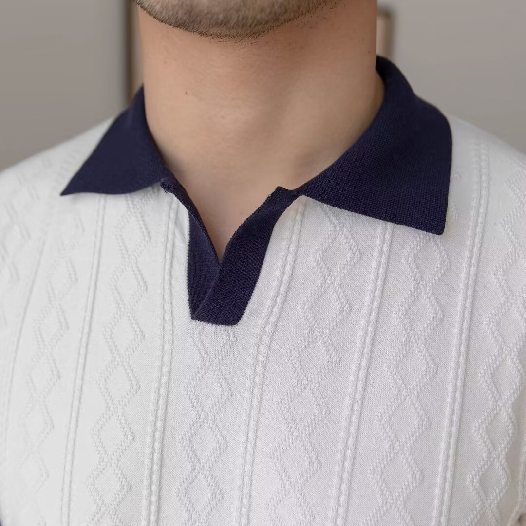 Cross Pattern Sweater Style Italian Light Staple Polo