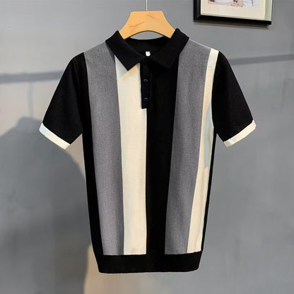 Button Down Classic Stripe Pattern Staple Polo