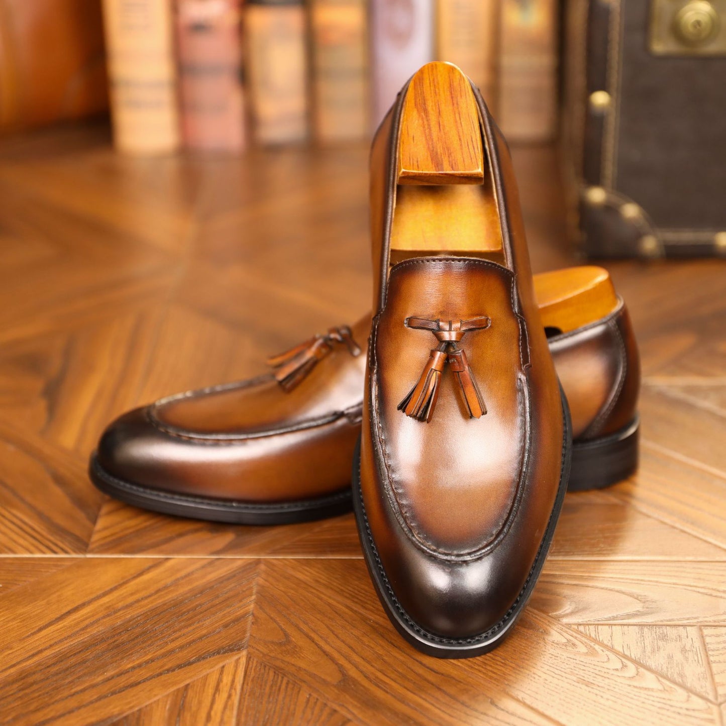 Vintage British Leather & Pigskin Tassel Loafers