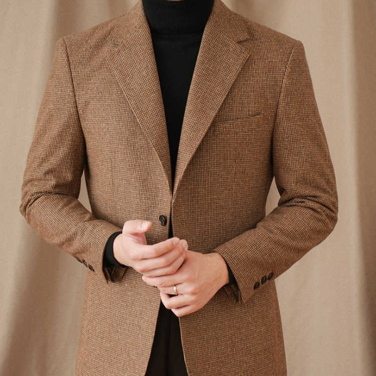 Brown Vintage Wool Slim Fit Staple Blazer