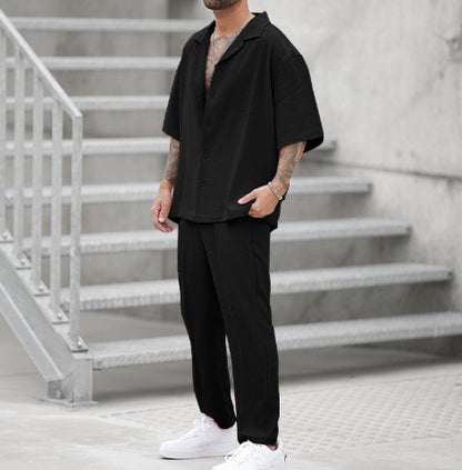 Men's Loose Shirt Casual Pants Two-piece Co-ord