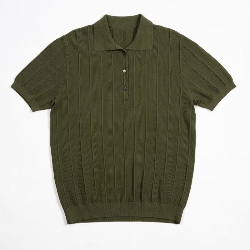 Vertical Pleat Knitted Staple Polo