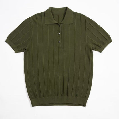 Vertical Pleat Knitted Staple Polo