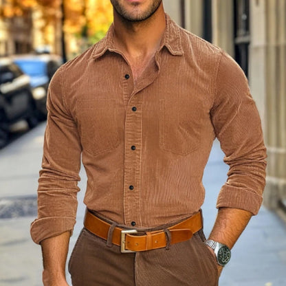 Corduroy Long Sleeve Button Staple Shirt