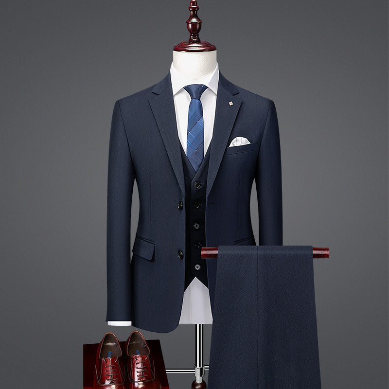 Slim Fit British Three Piece Wardrobe Essential Staple Suit