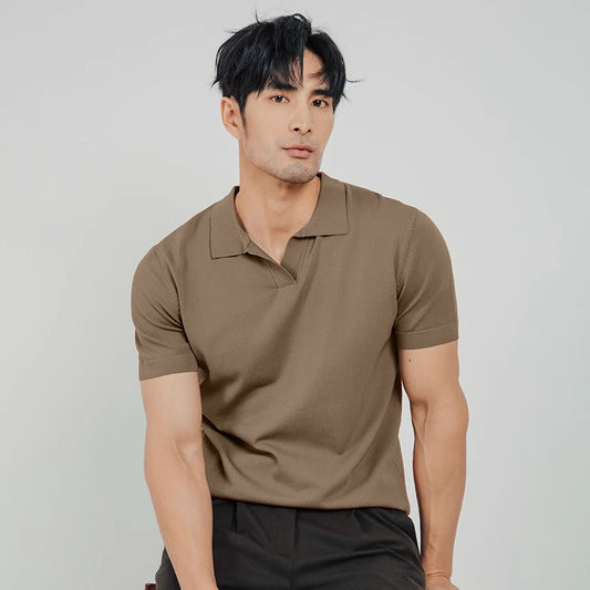 Wardrobe Essential Lapel Knitted Staple Polo Shirt