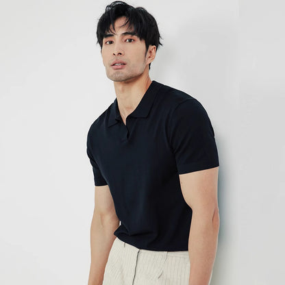 Wardrobe Essential Lapel Knitted Staple Polo Shirt