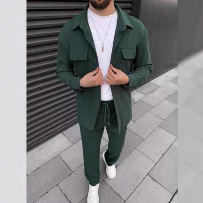 Men's Corduroy Long Sleeve Overshirt and Trousers Co-ord