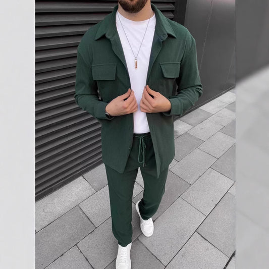 Men's Corduroy Long Sleeve Overshirt and Trousers Co-ord