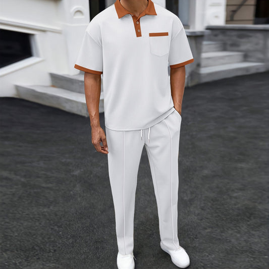 Men's Two Tone Polo and Pleated Trouser Co-ord