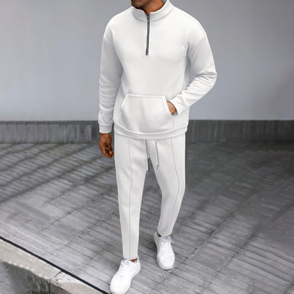 Men's Turtleneck Half Zip Pocket Long Sleeve Sweatshirt and Trouser Co-ord