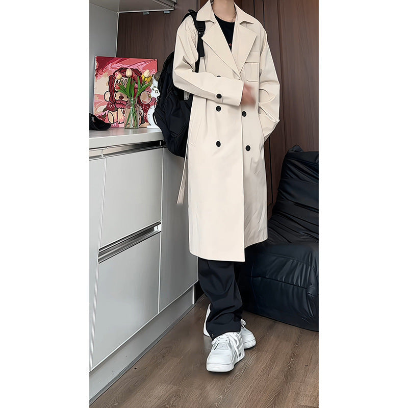 Long Korean Style Loose Fit Staple Trench