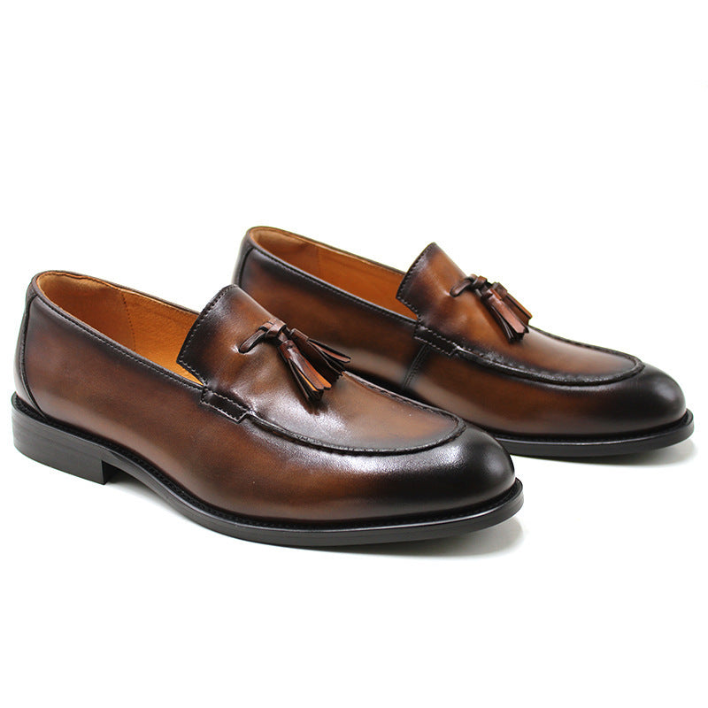 Vintage British Leather & Pigskin Tassel Loafers