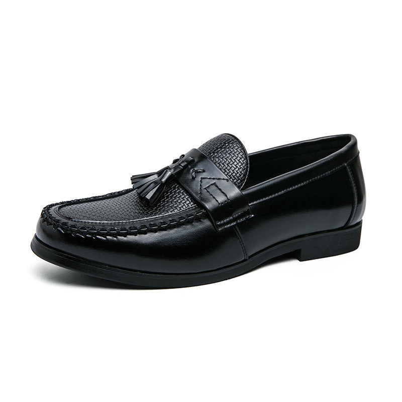 Round Head Top Tassel Slip On Leather Loafers