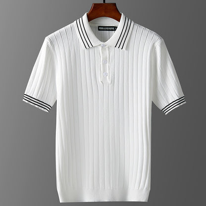 Sweater Style Threaded Stripe Staple Polo