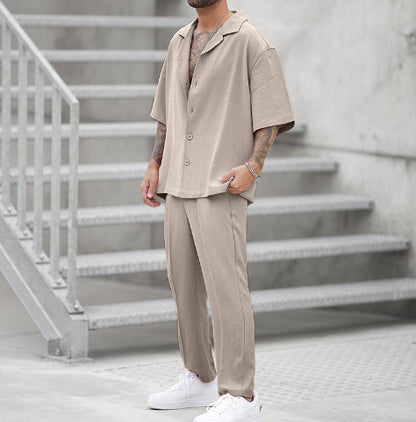 Men's Loose Shirt Casual Pants Two-piece Co-ord