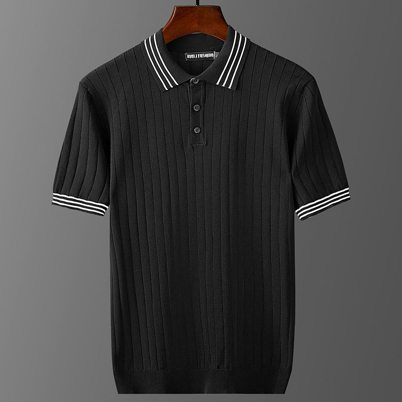 Sweater Style Threaded Stripe Staple Polo