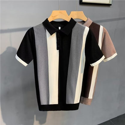 Button Down Classic Stripe Pattern Staple Polo