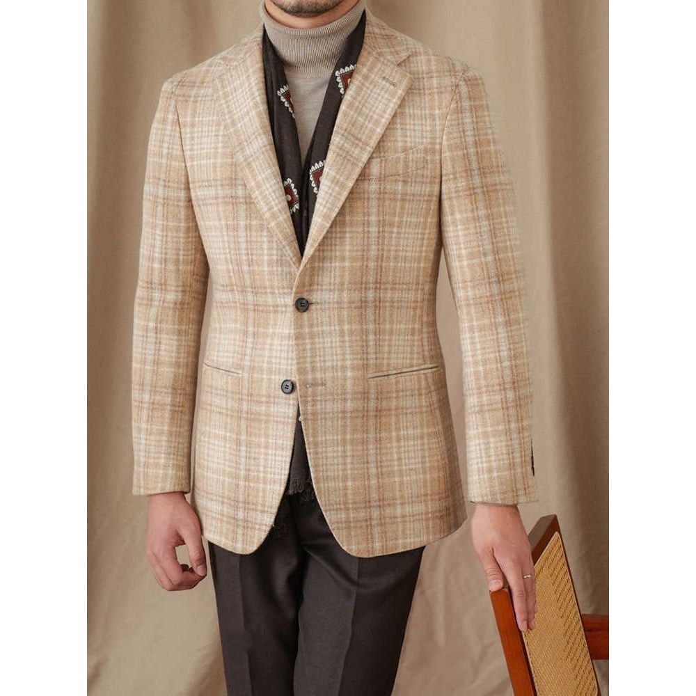 Vintage Jacquard Slim Fit Wool Blazer