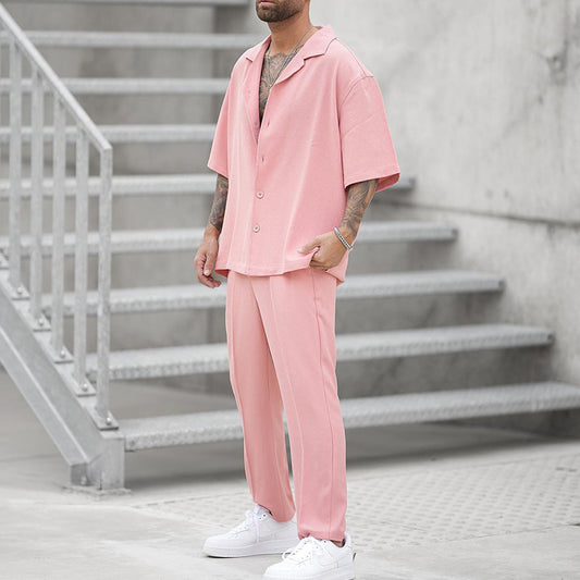 Men's Loose Shirt Casual Pants Two-piece Co-ord