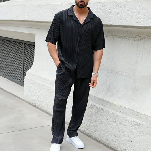 Men's Breathable Short Sleeve Button Down Shirt and Trouser Lined Co-ord