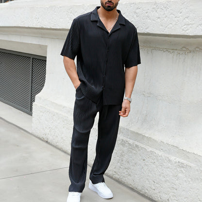 Men's Breathable Short Sleeve Button Down Shirt and Trouser Lined Co-ord