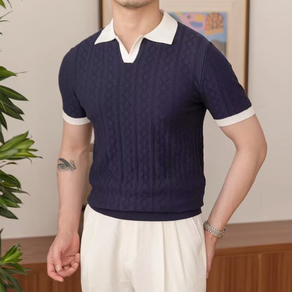 Cross Pattern Sweater Style Italian Light Staple Polo