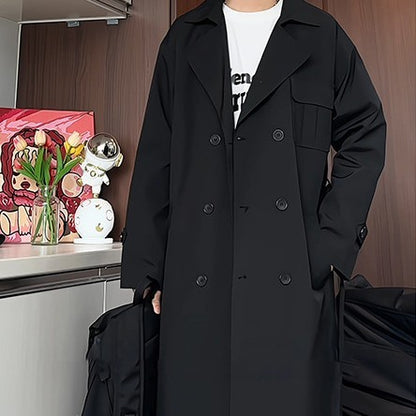 Long Korean Style Loose Fit Staple Trench